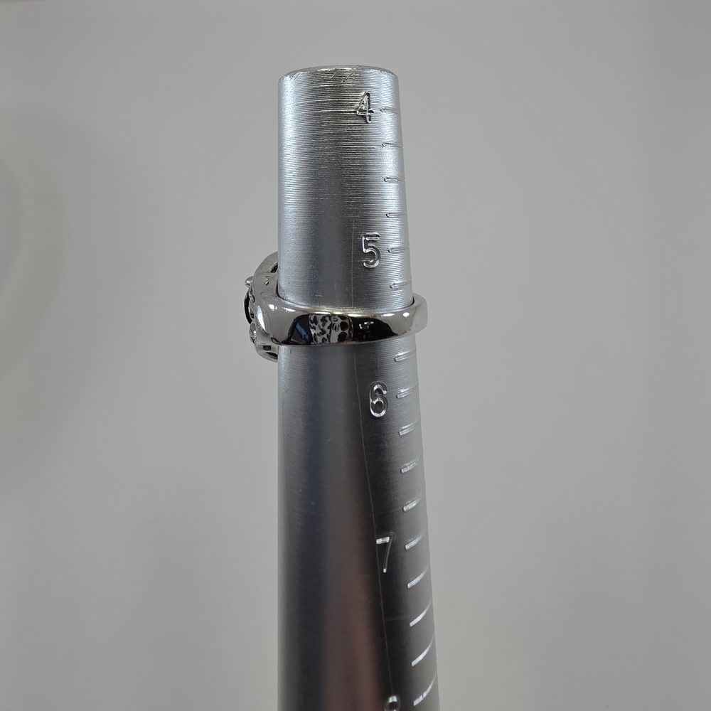 Black Round Stone Statement Ring Crystal Halo Sil… - image 6